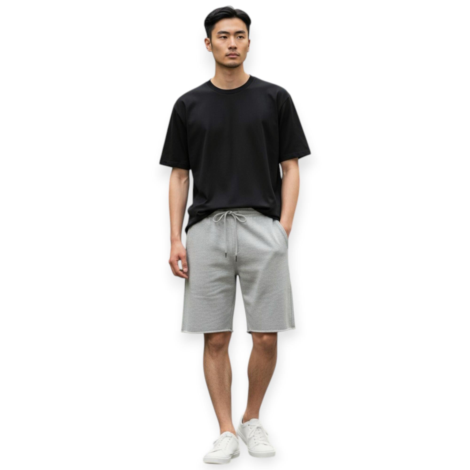 theredthread S lace up shorts gray Sサイズ THRDS Shorts Mens Basic Fleece (Heather Grey)