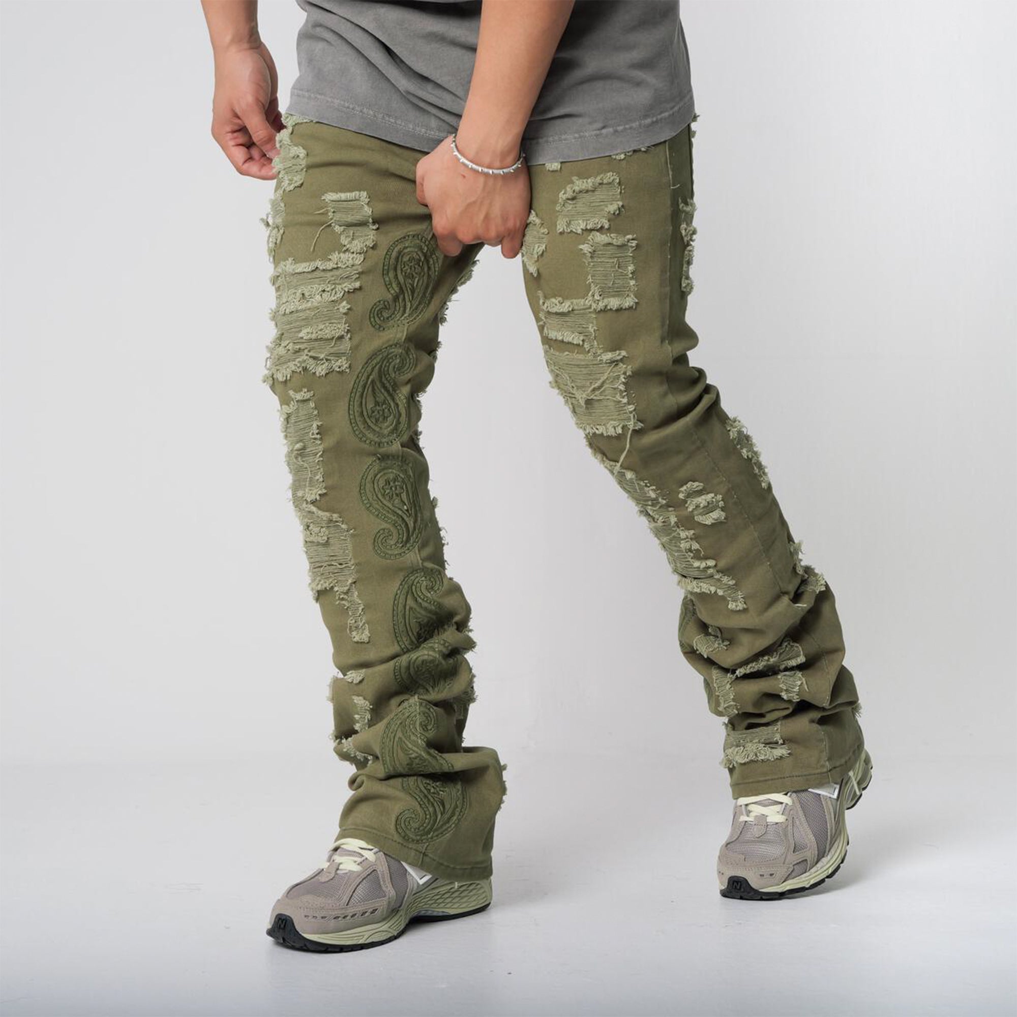 THRT DENIM Men SAGE PAISLEY C22 Jeans (Green)-Nexus Clothing
