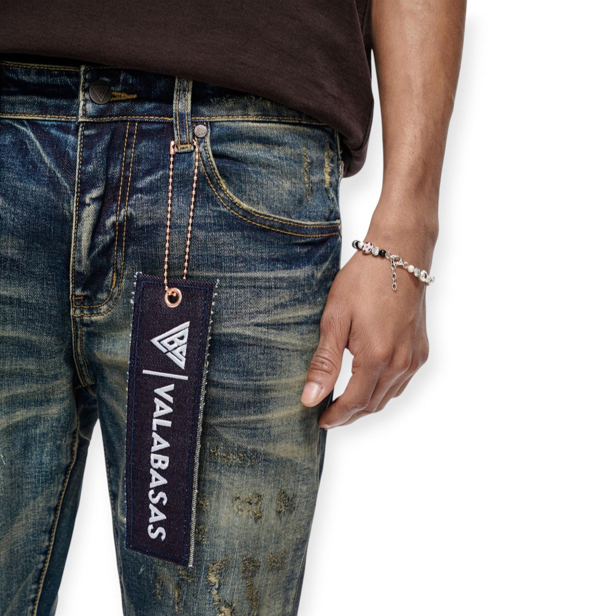 Valabasas Men Leader Skinny Demin Jeans Dark Blue Vintag