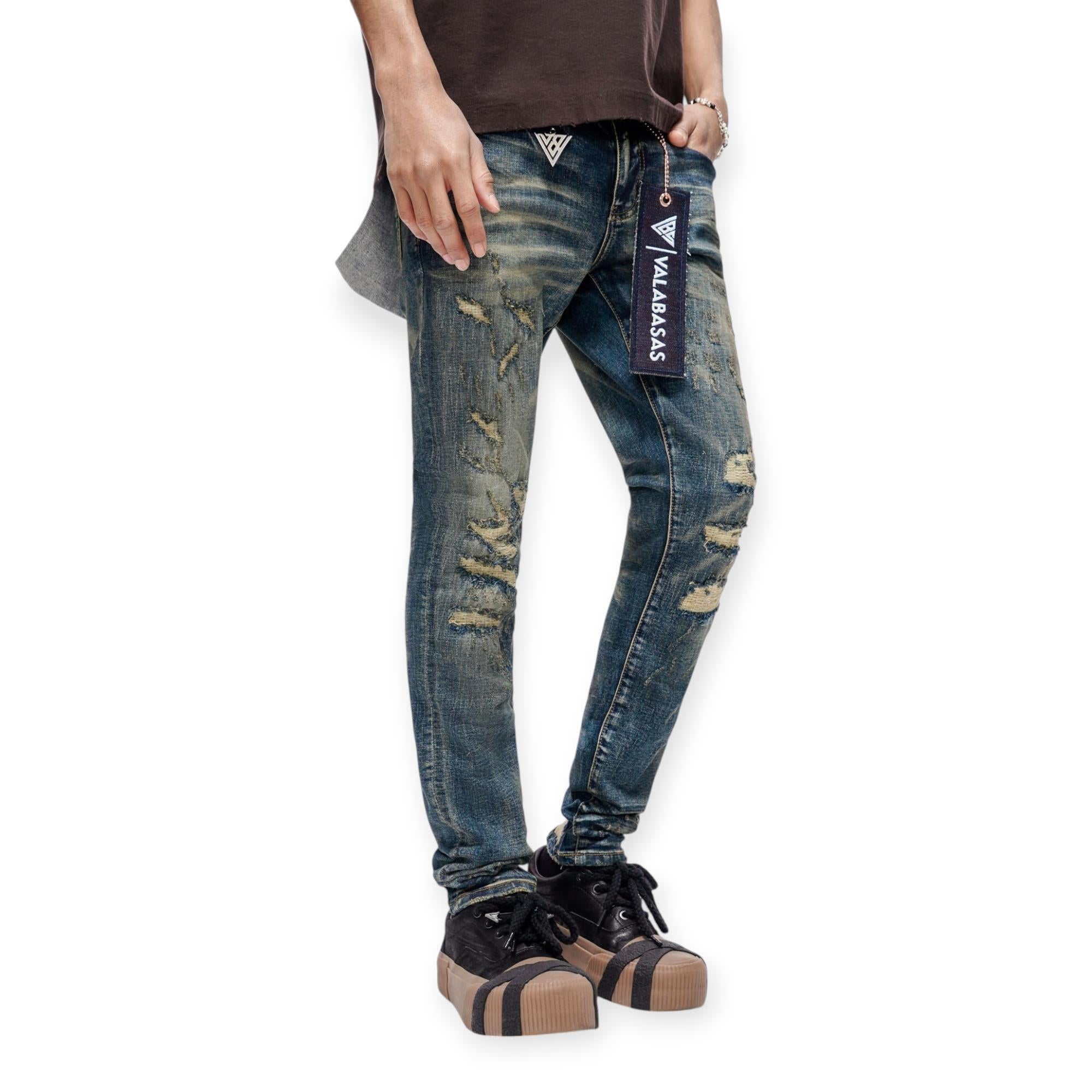Valabasas Men Leader Skinny Demin Jeans Dark Blue Vintag