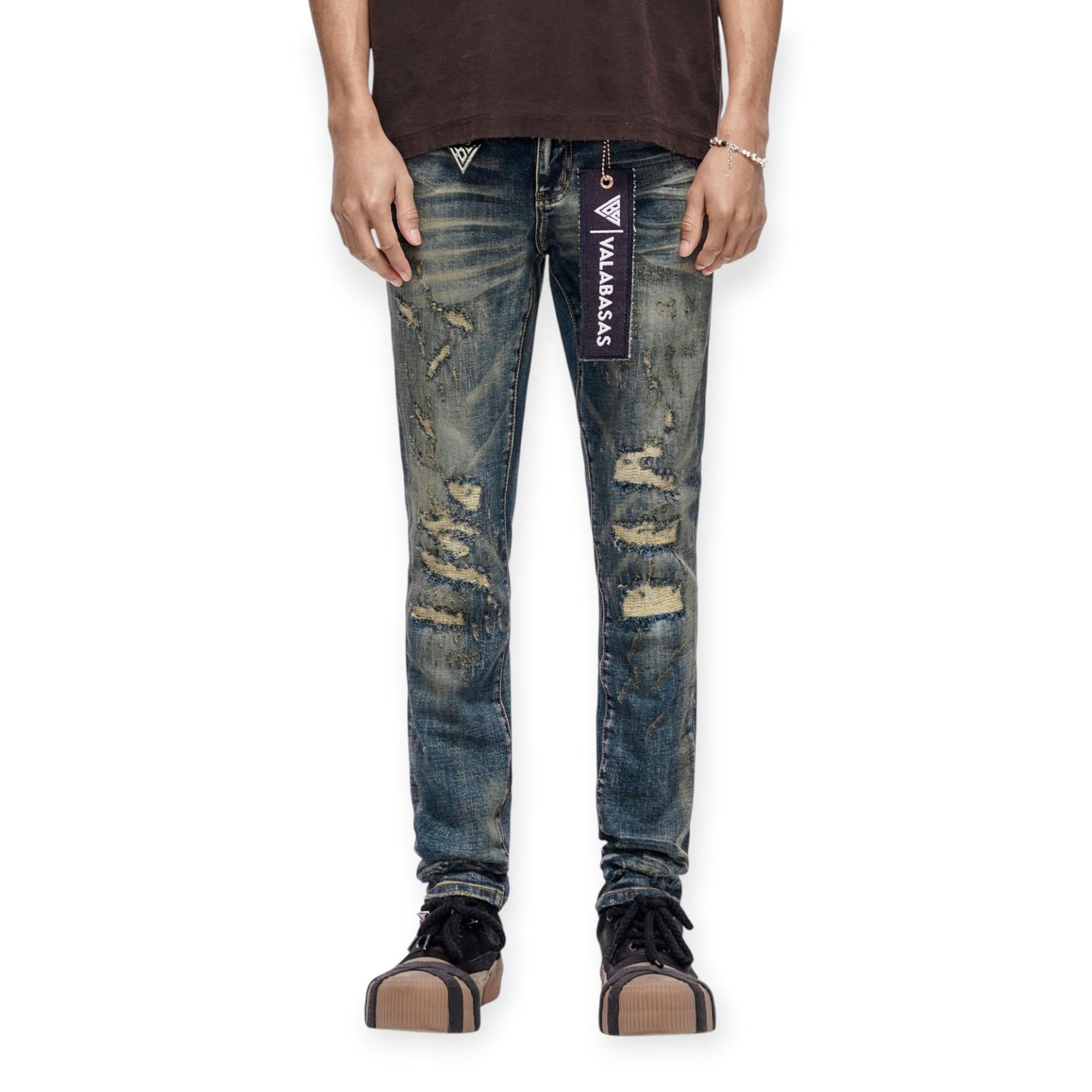 Valabasas Men Leader Skinny Demin Jeans Dark Blue Vintag