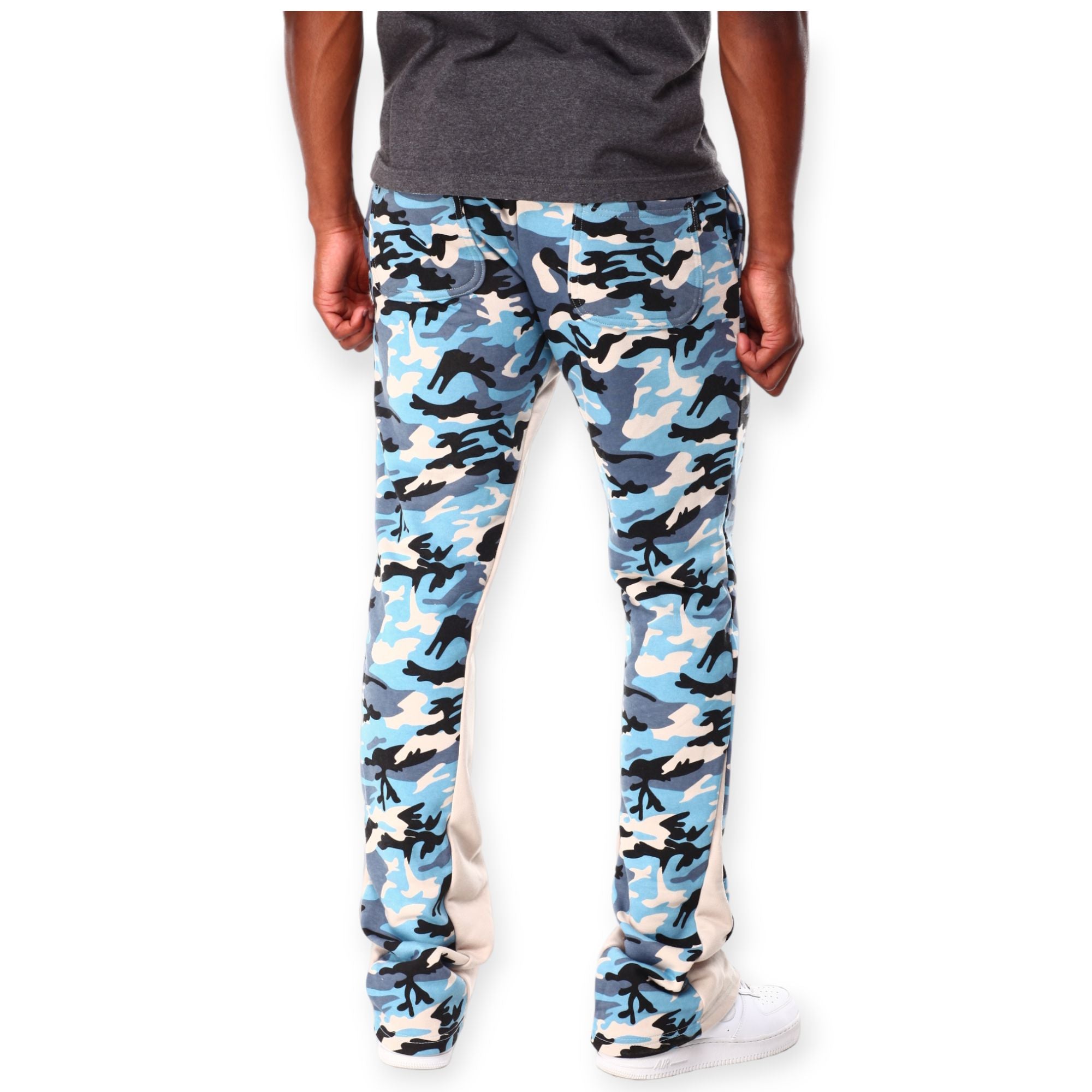 WaiMea Men French Terry Stacked Fleece Pants (Blue Camo)-Nexus Clothing