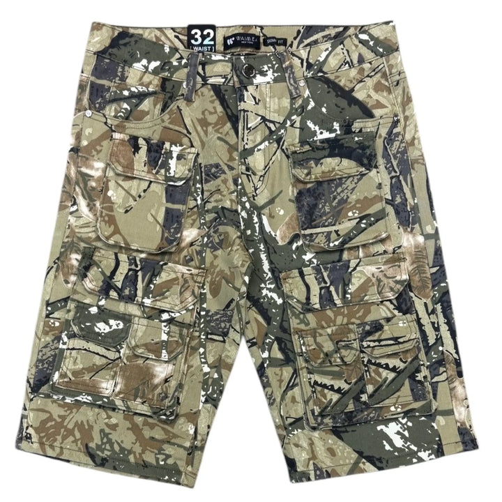 WaiMea Men Multi Pocket Leaf Camo Skinny Shorts (Camo)-Camo-30-Nexus Clothing