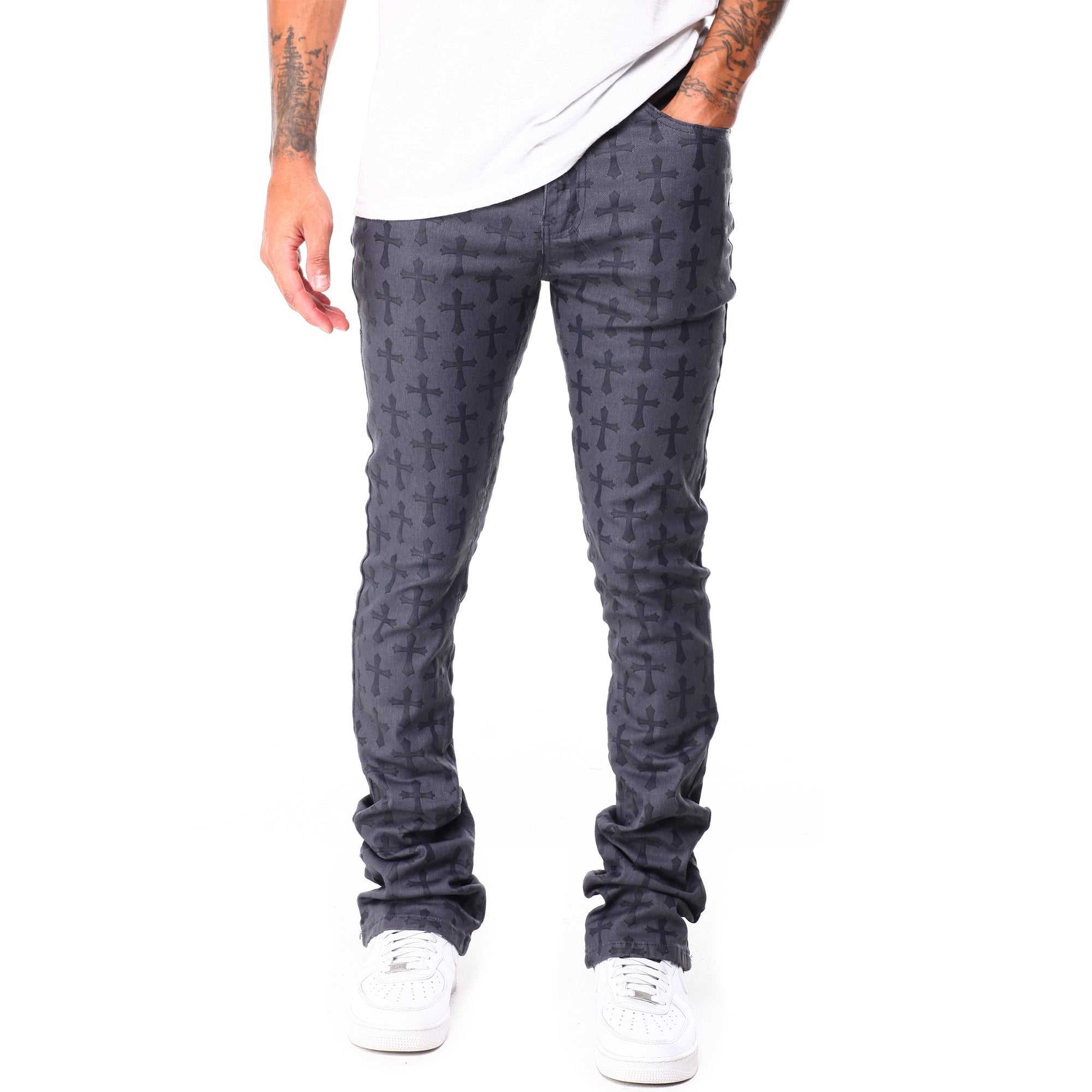 WaiMea Men Skinny Jeans (Grey)-Grey-32W x 36L-Nexus Clothing