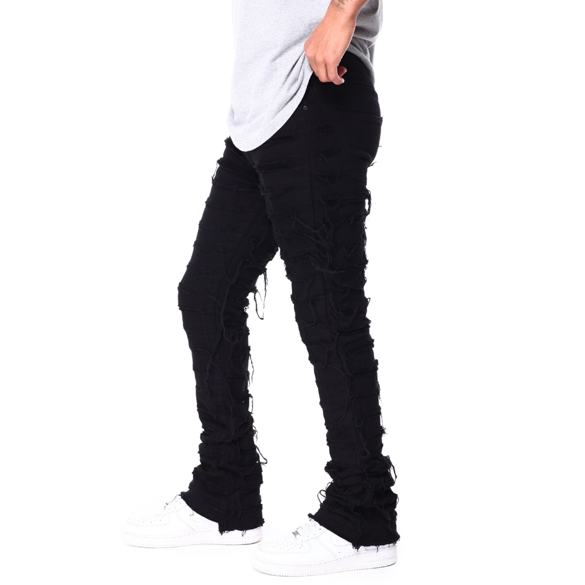 WaiMea Men Stacked Jeans (Jet Black)-Nexus Clothing