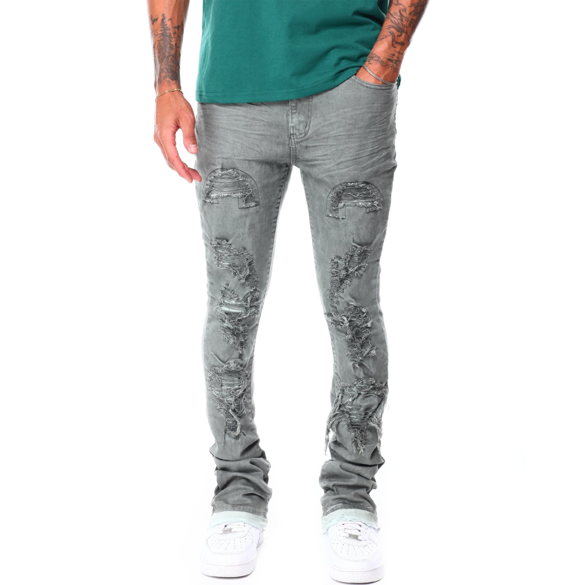 WaiMea Men Stacked Overdye Twill Jeans (Grey)-Grey-32W x 36L-Nexus Clothing