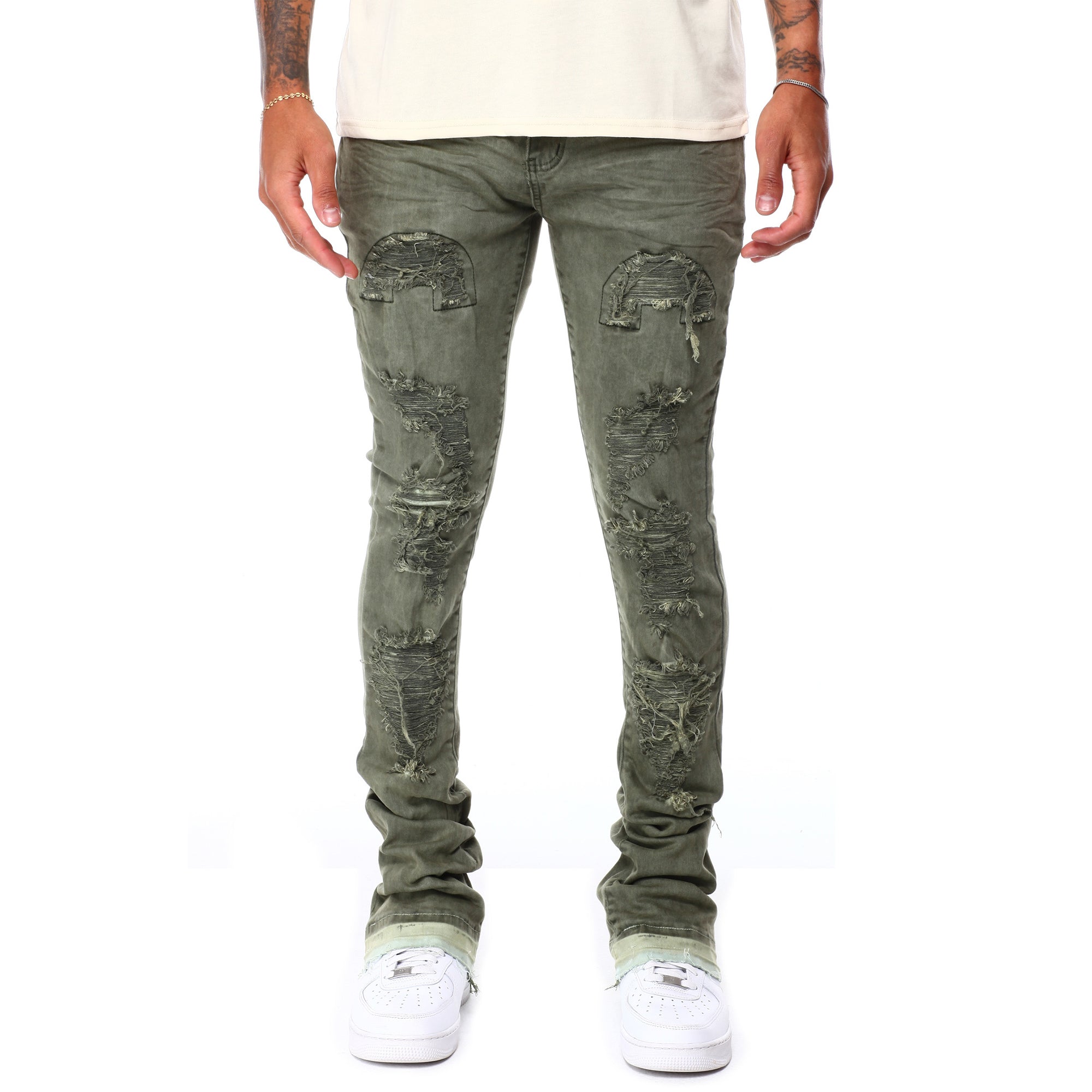 WaiMea Men Stacked Overdye Twill Jeans (Olive)-Olive-32W x 36L-Nexus Clothing