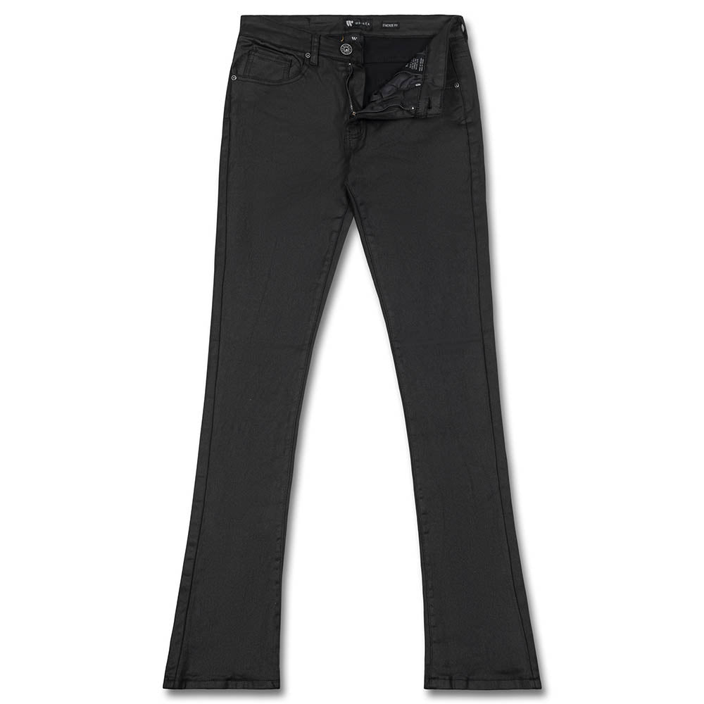 WaiMea Men Wax Coated Stacked Fit Jean (Black)-Black-30W X 34L-Nexus Clothing