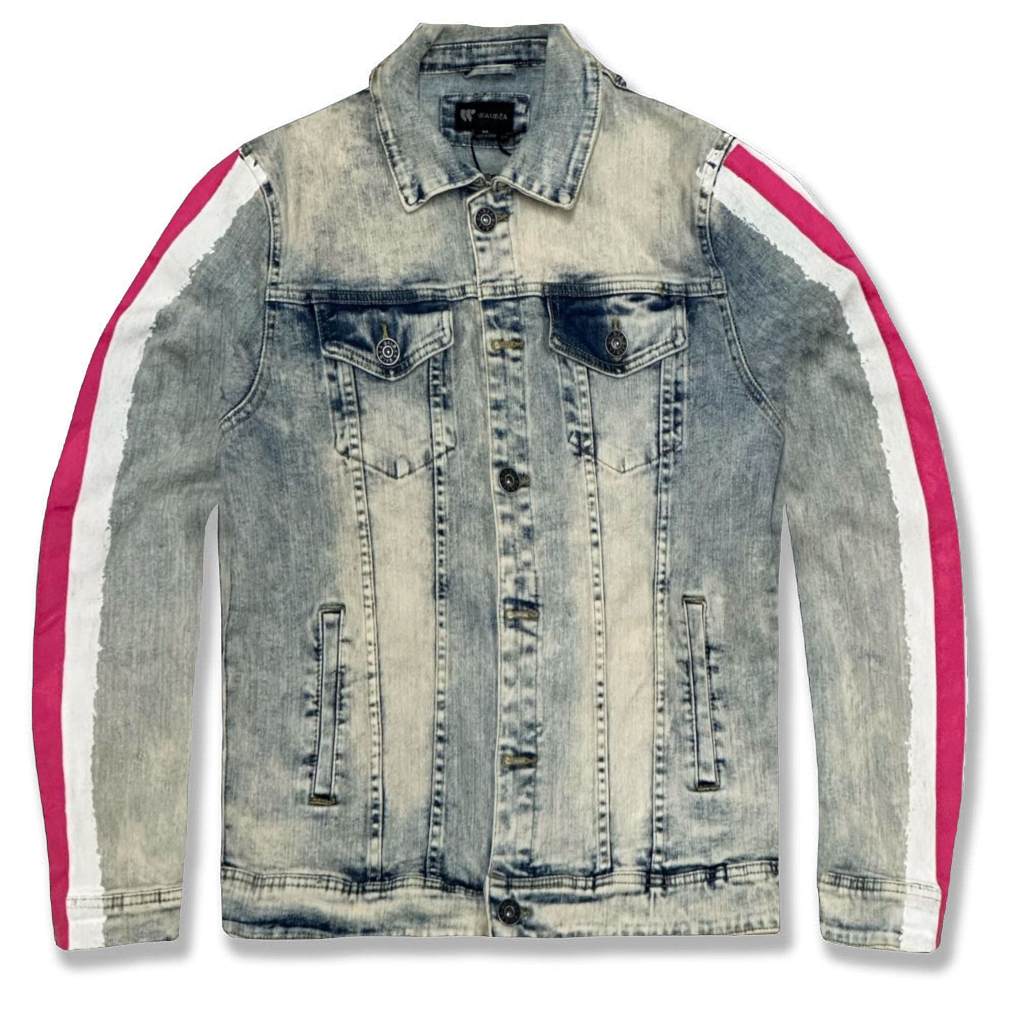 Waimea Men Paint Tape Jean Jacket(Snow Pink)-Snow Pink-Small-Nexus Clothing