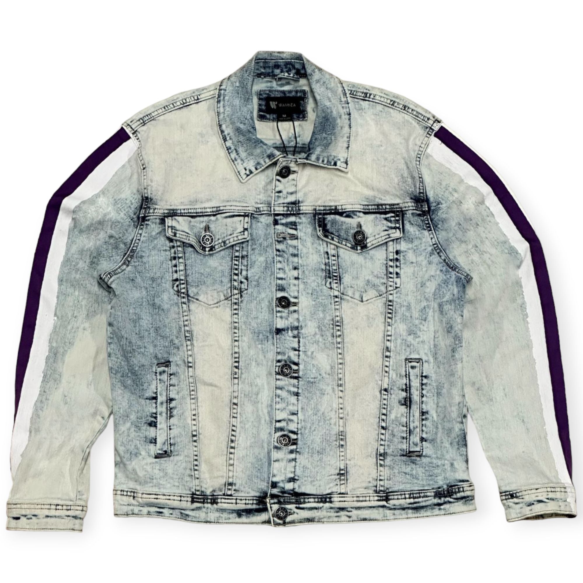 Waimea Men Paint Tape Jean Jacket(Snow Purple)-Snow Purple-Large-Nexus Clothing