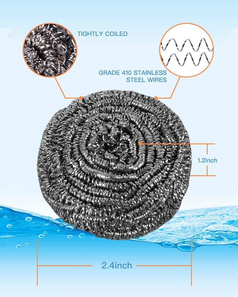 Waritex Stainless Steel Wool Scrubber Spiral 18gram 1 Pack of 12-Silver-OneSize-Nexus Clothing