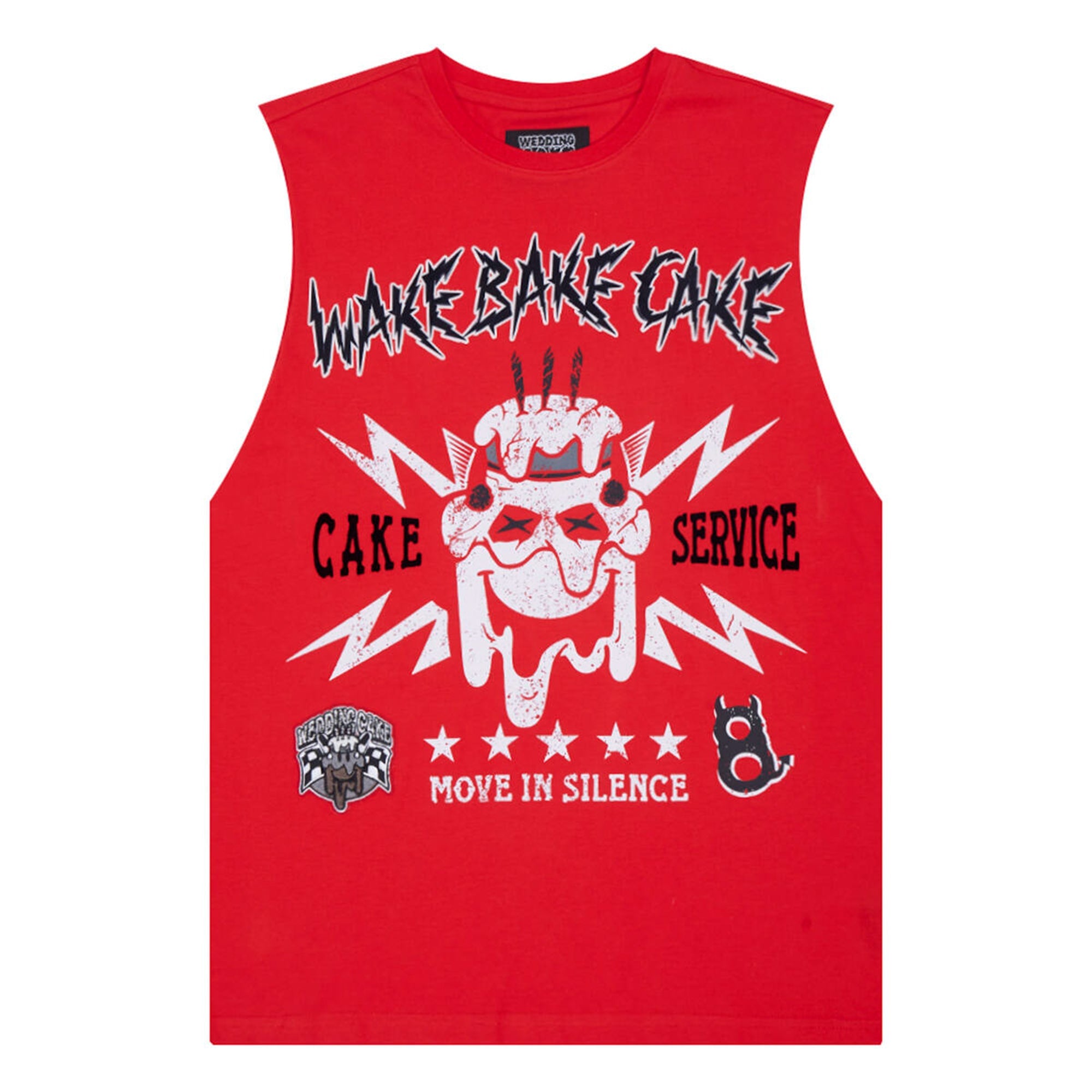 Wedding Cake Men Move In Silence Cut Off Tee (Red)-Red-Small-Nexus Clothing