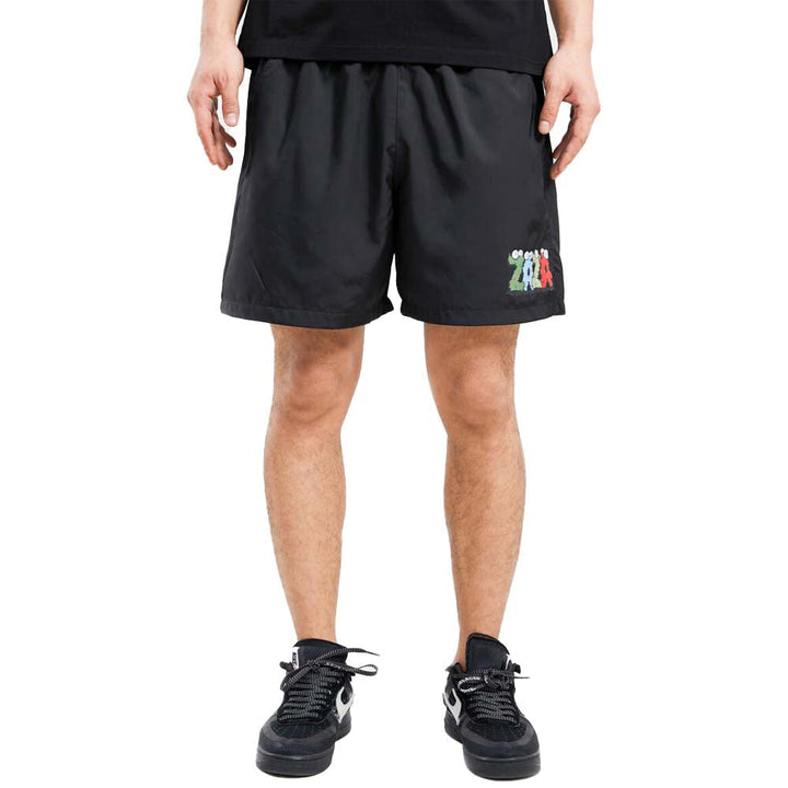 ZAZA Men Eyes See U Nylon Shorts (Black)-Black-Small-Nexus Clothing