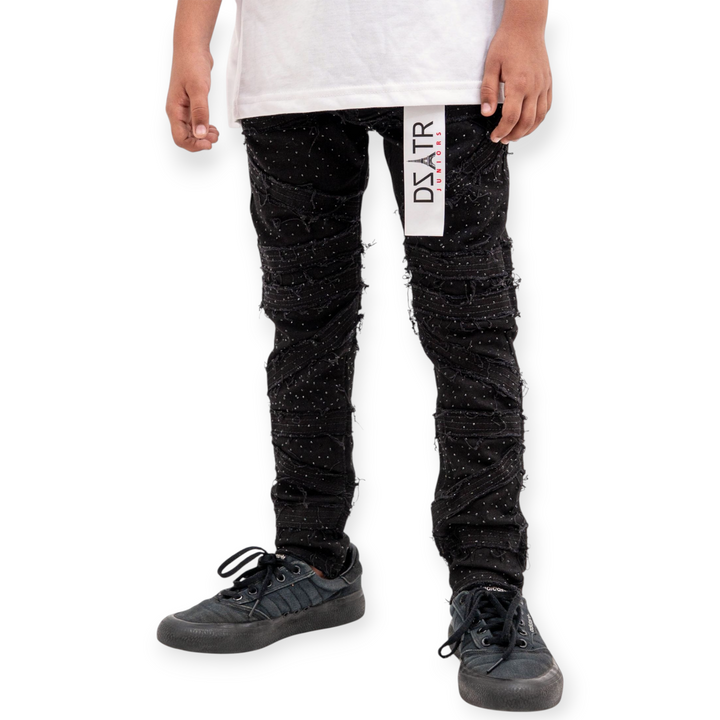 Premium Disaster Kids Stone Skinny Jeans Slim Fit - Jet Black-Nexus Clothing