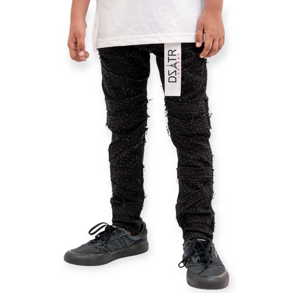 Premium Disaster Boys Stone Skinny Jeans Slim Fit - Jet Black-Nexus Clothing