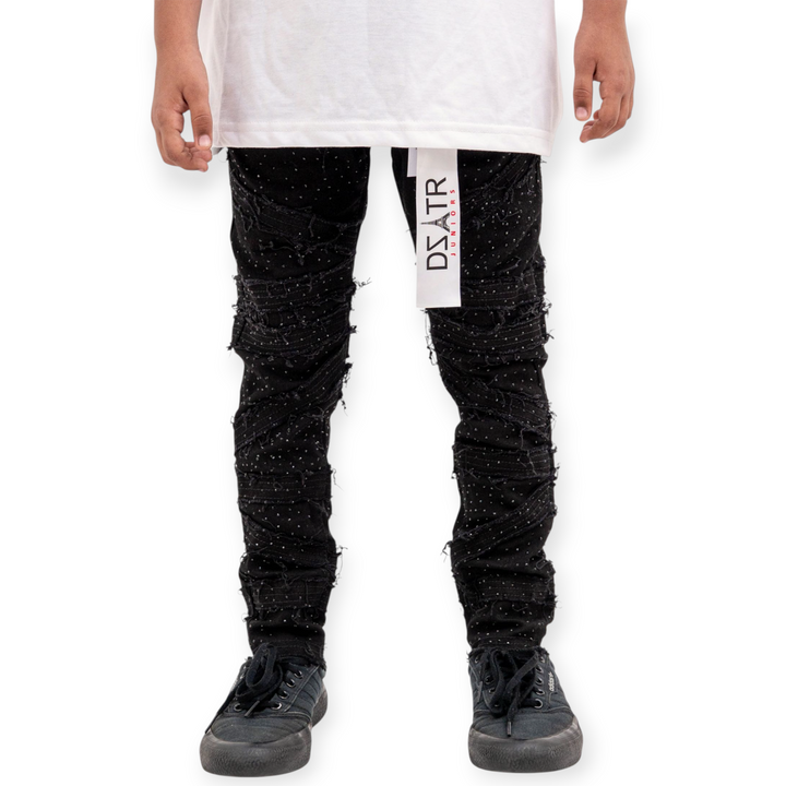 Premium Disaster Boys Stone Skinny Jeans Slim Fit - Jet Black-Nexus Clothing