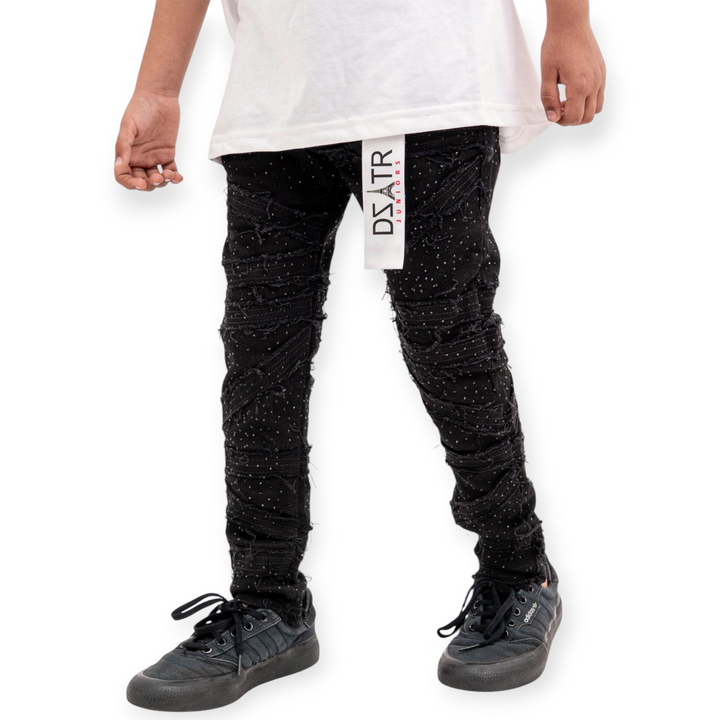 Premium Disaster Kids Stone Skinny Jeans Slim Fit - Jet Black-Nexus Clothing