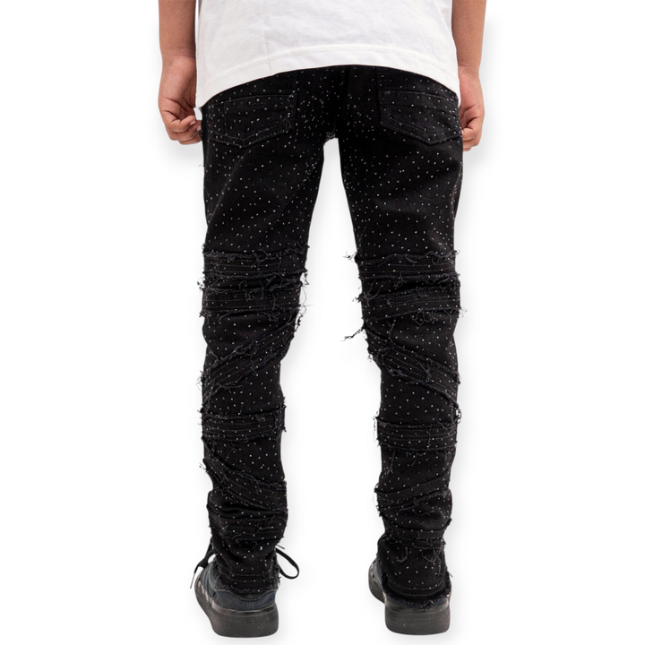 Premium Disaster Boys Stone Skinny Jeans Slim Fit - Jet Black-Nexus Clothing