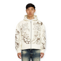 Smoke Rise Men Trouble In Peace Zip Hoodie Ecru