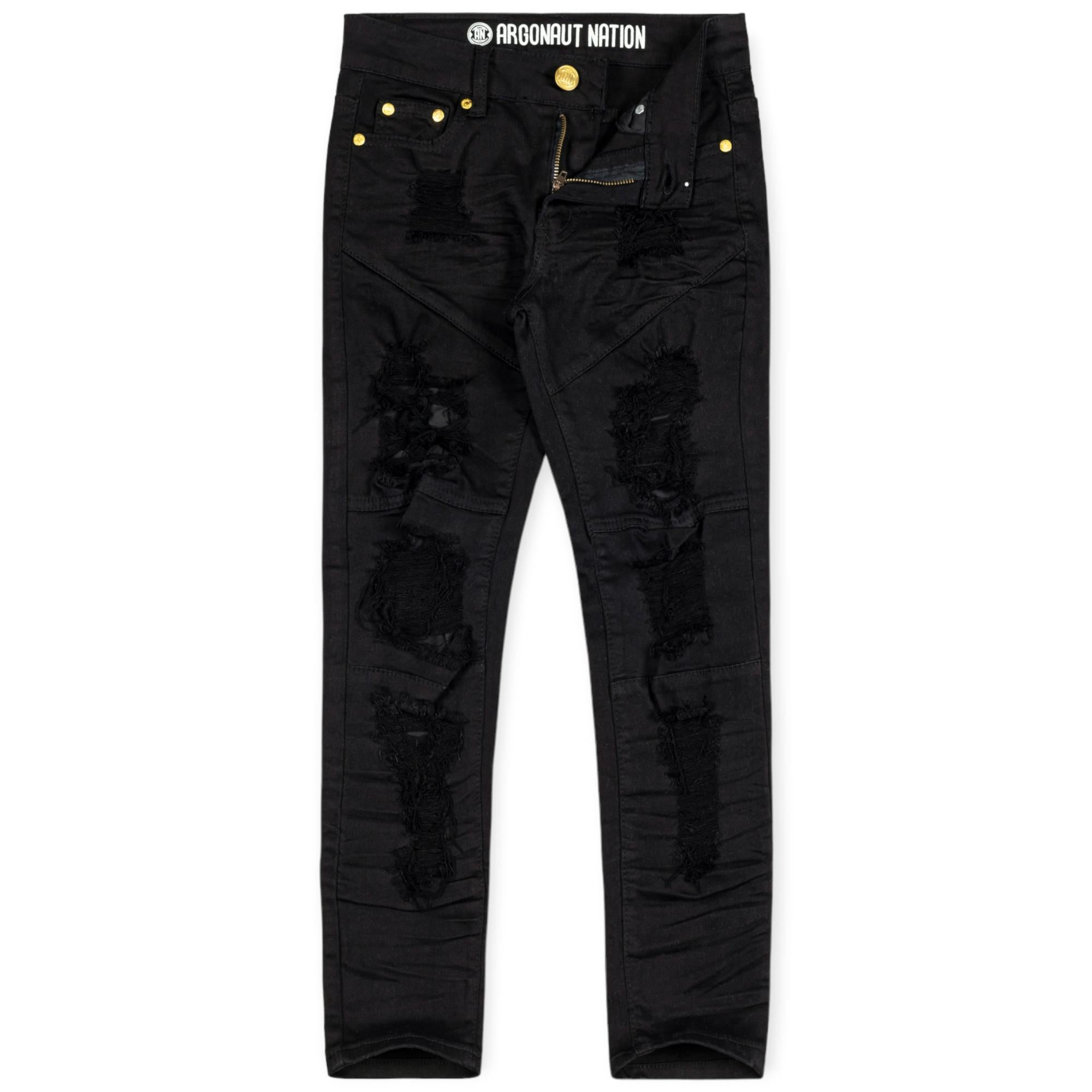 Argonaut Nations Boys Ripped Twill Jeans (Black)-Black-16-Nexus Clothing
