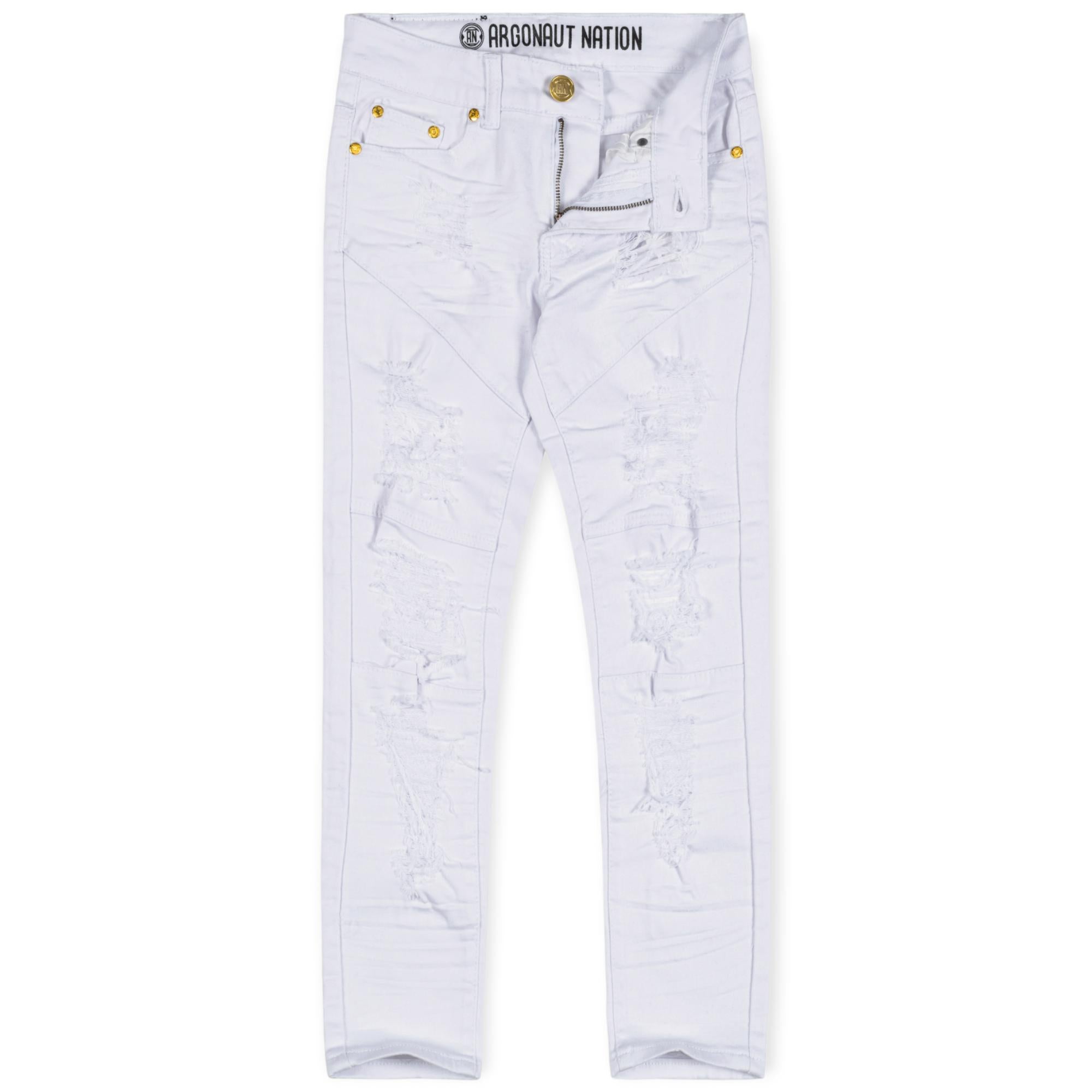 Argonaut Nations Boys Ripped Twill Jeans (White)-White-18-Nexus Clothing