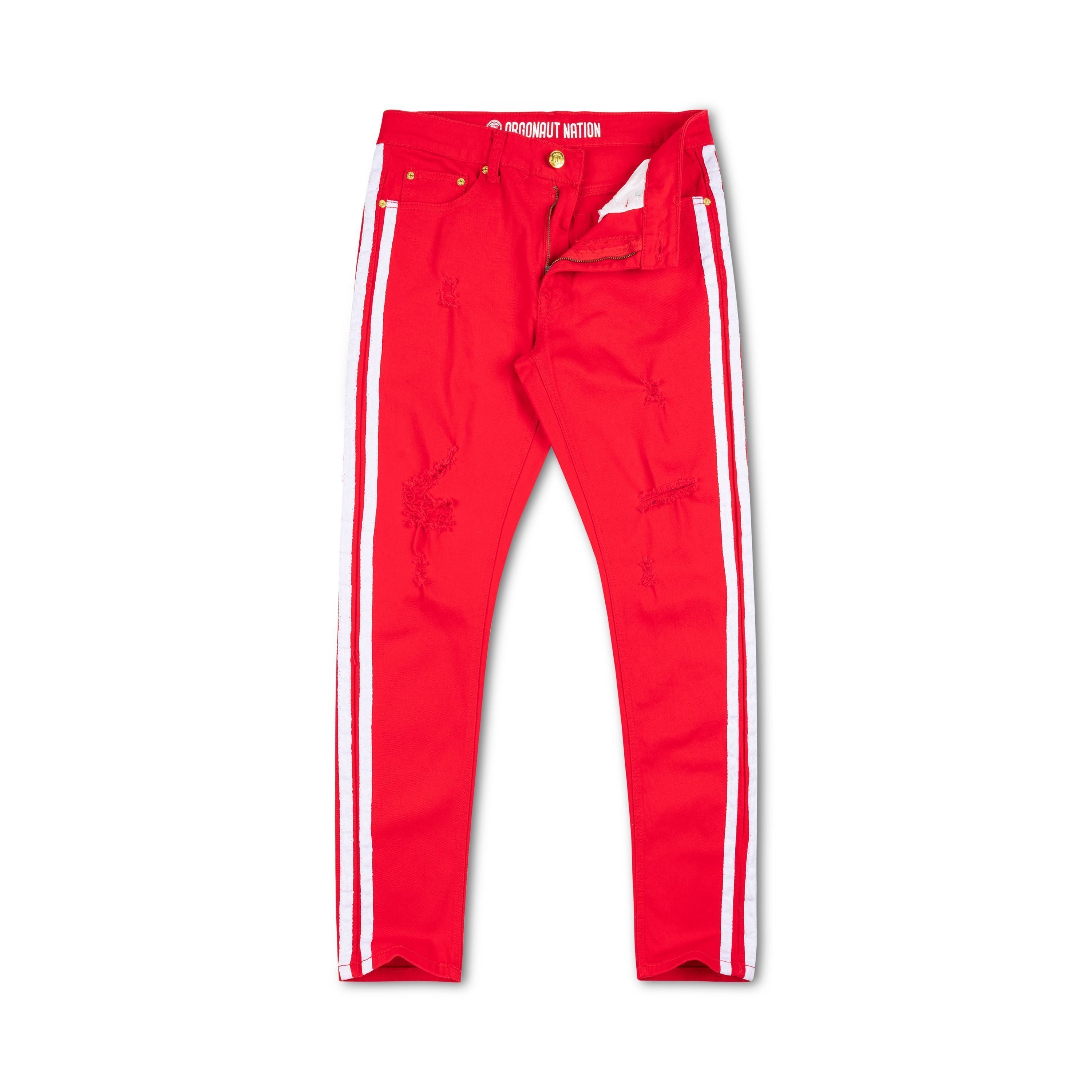 Argonaut Nations RIP Stripe Jeans Red-Red-34W X 32L-Nexus Clothing