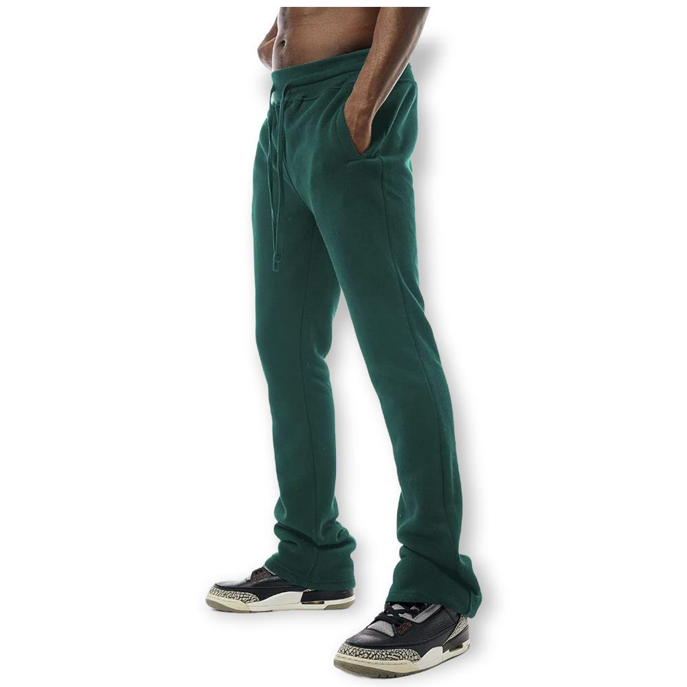 Bleecker & Mercer Men Slim Flare Fit Stacked Sweatpants (Hunter Green)-Nexus Clothing
