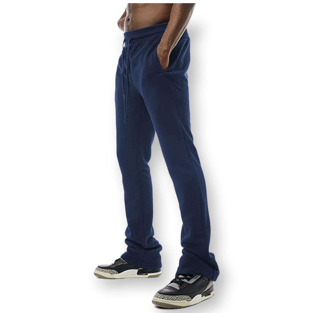 Bleecker & Mercer Men Slim Flare Fit Stacked Sweatpants (Navy)-Nexus Clothing
