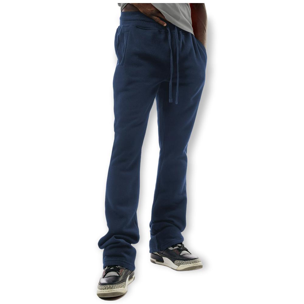 Bleecker & Mercer Men Slim Flare Fit Stacked Sweatpants (Navy)-Navy-X-Large-Nexus Clothing