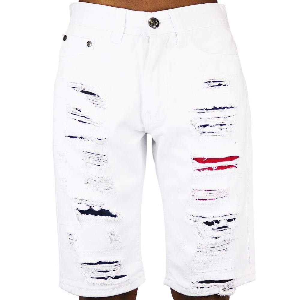 Bleecker & Mercer Ripped Shorts White- Nexus Clothing