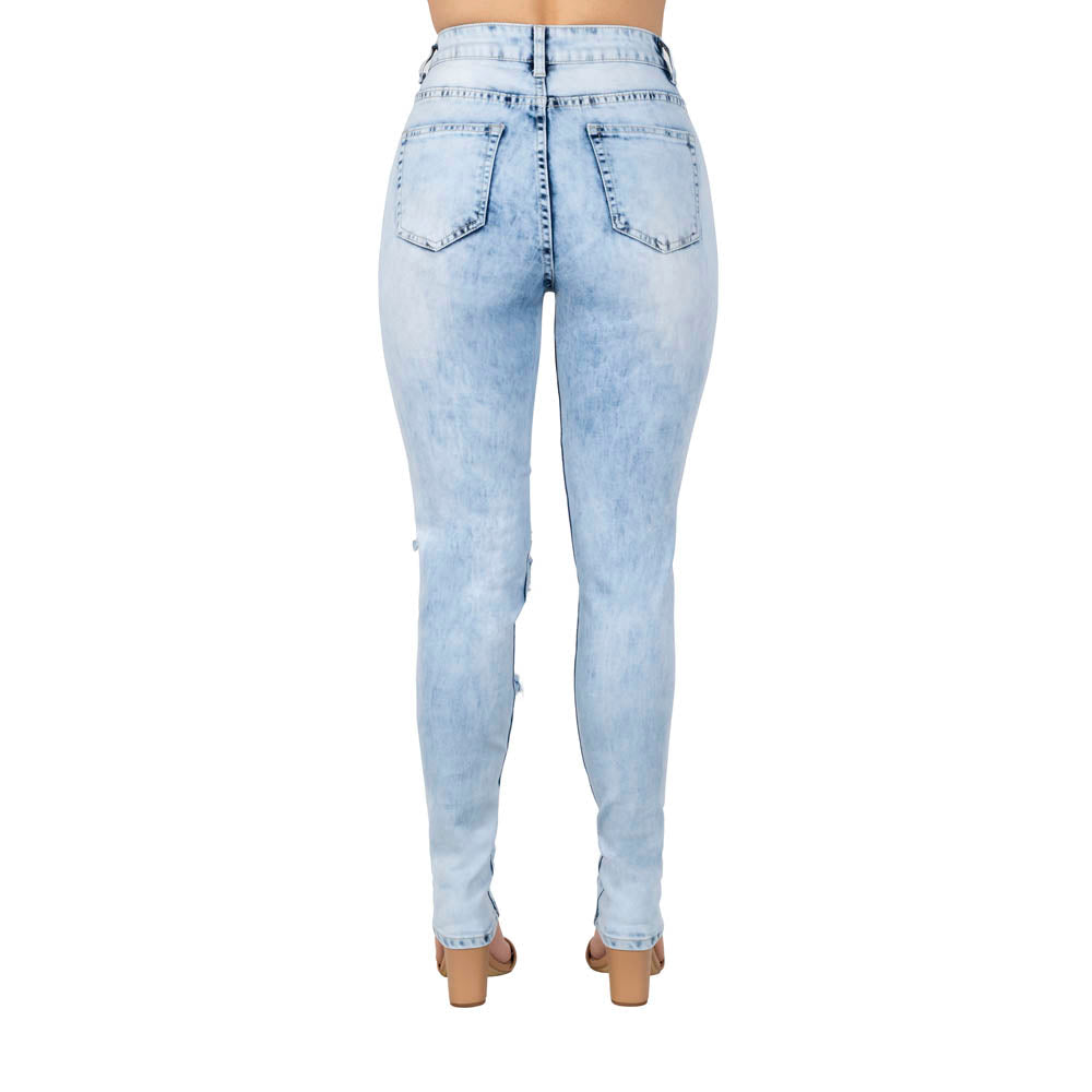 Blue Topic by Argonaut Nations Women Rip & Repair Skinny Jeans - Light Blue-Nexus Clothing
