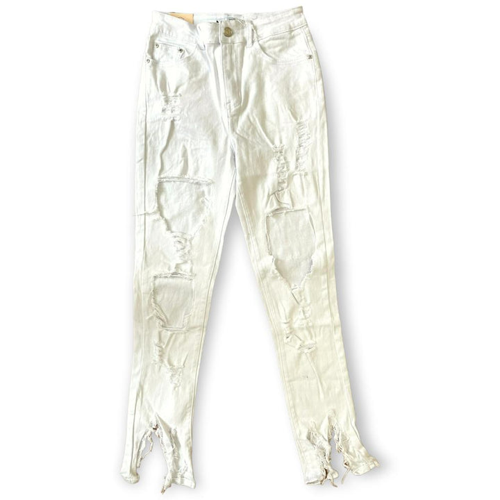 Blue Topic by Argonaut Nations Women Rip & Repair Skinny Jeans - White-White-3-Nexus Clothing