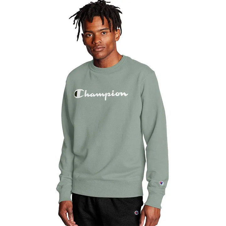 Champion Powerblend Crew Script Logo ECOLOGY GREEN-ECOLOGY GREEN-Small-Nexus Clothing