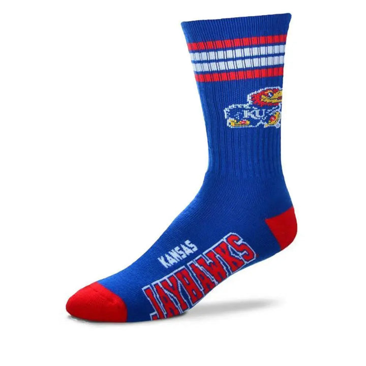 College Football Stripe Deuce Socks 504-Kansas Jayhawks-Large-Nexus Clothing