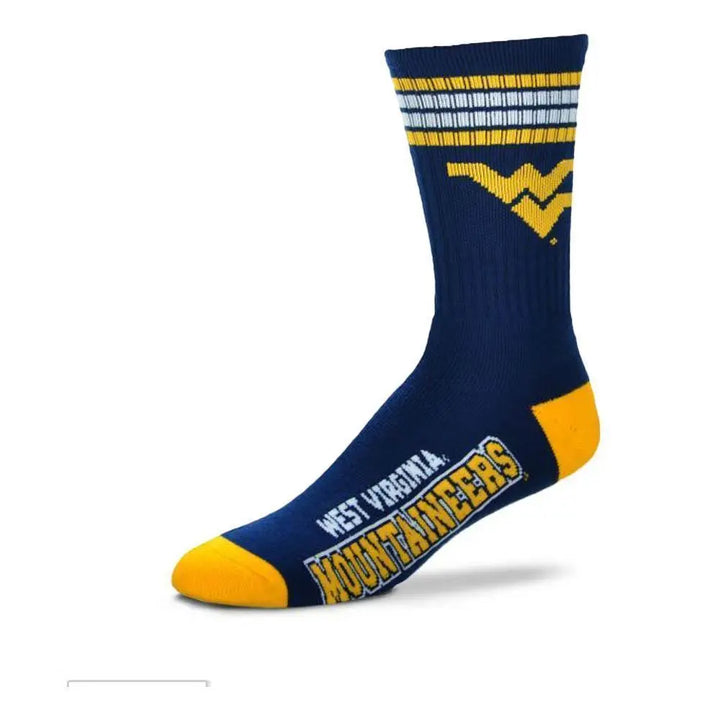 College Football Stripe Deuce Socks 504-West VA-Large-Nexus Clothing