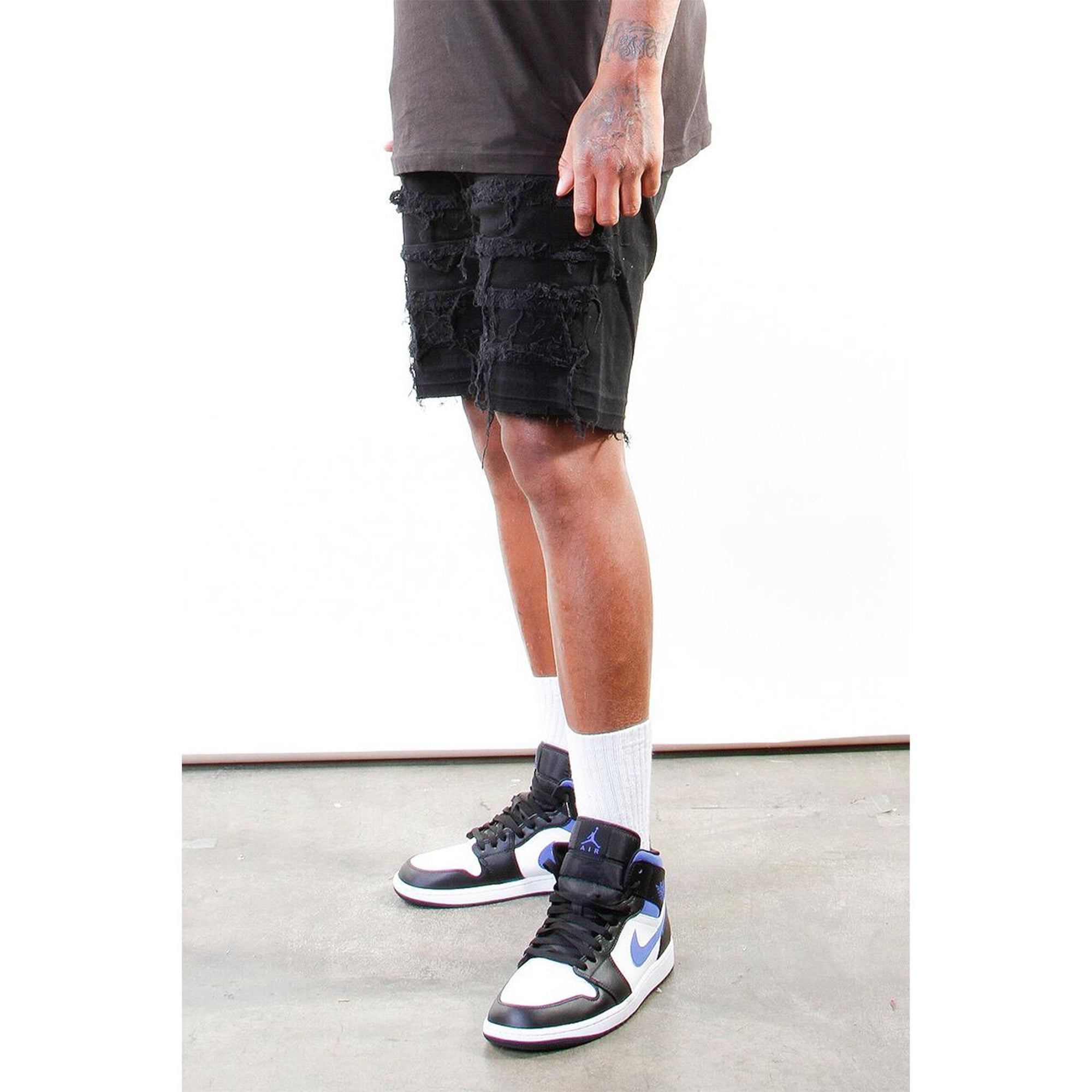 Cooper 9 LA Men Union Stack Jeans Shorts (Black)-Nexus Clothing