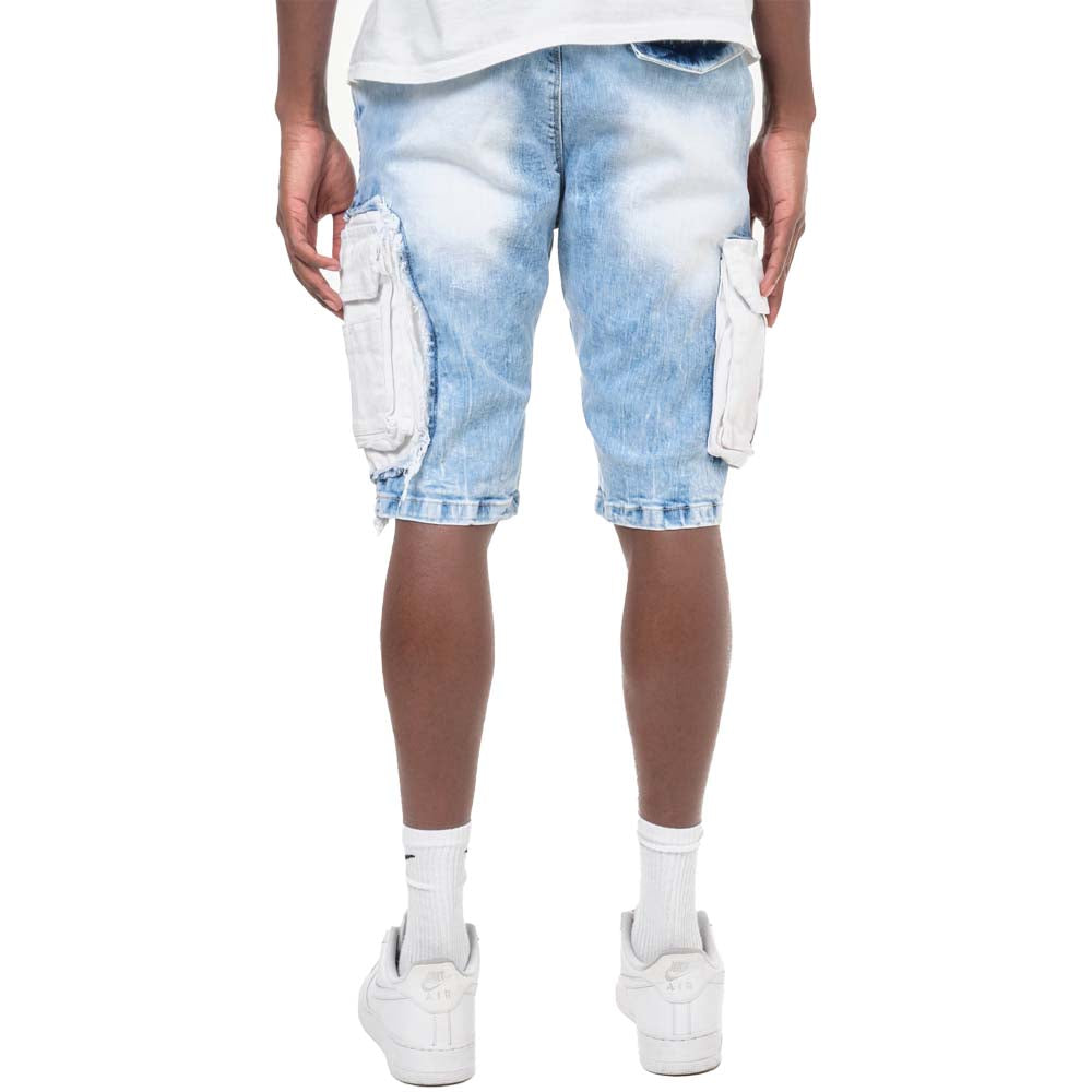 Copper Rivet Men Utility Cut Denim Shorts (Ice Blue)-Nexus Clothing
