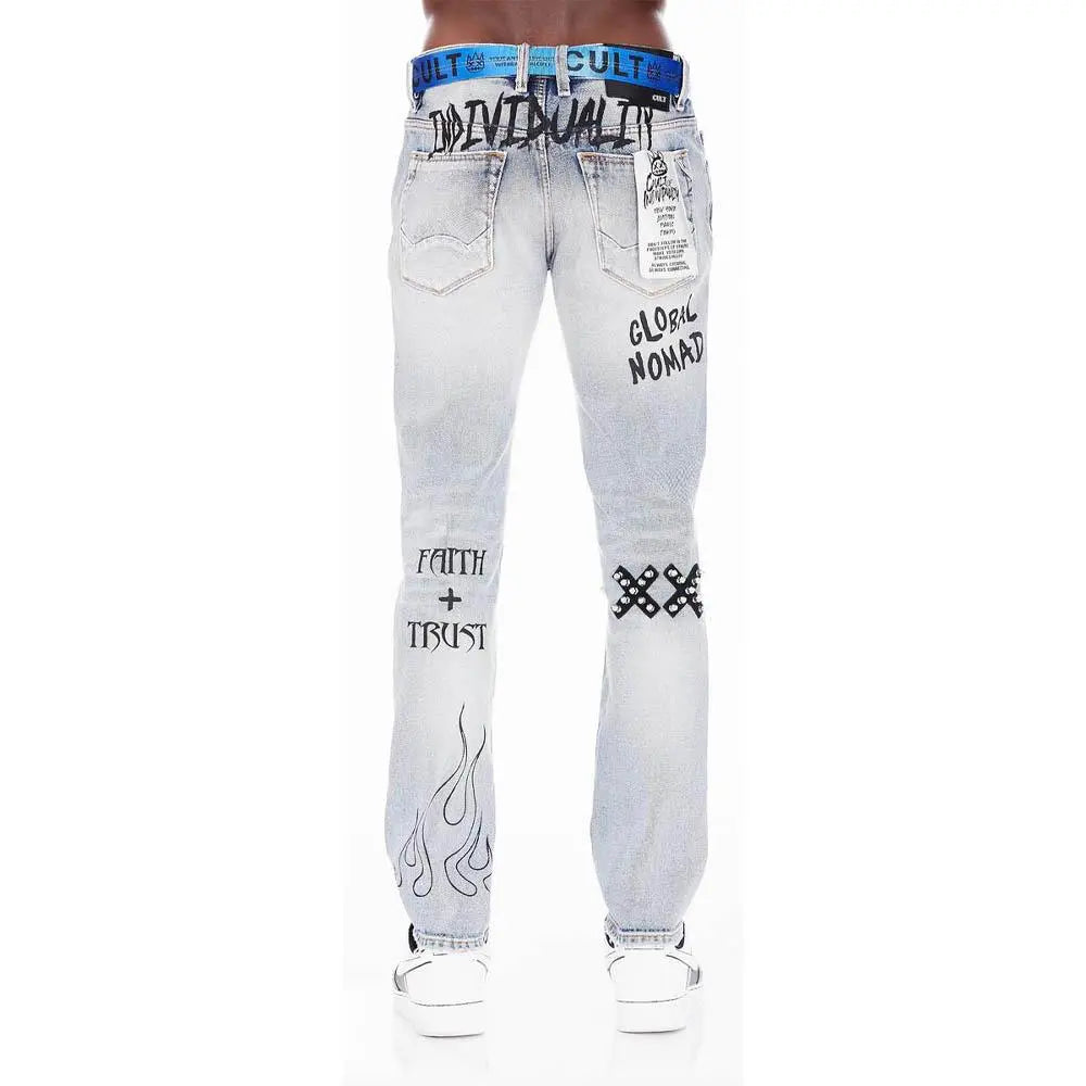 Cult of Individuality Men Belted Rocker Slim Jeans