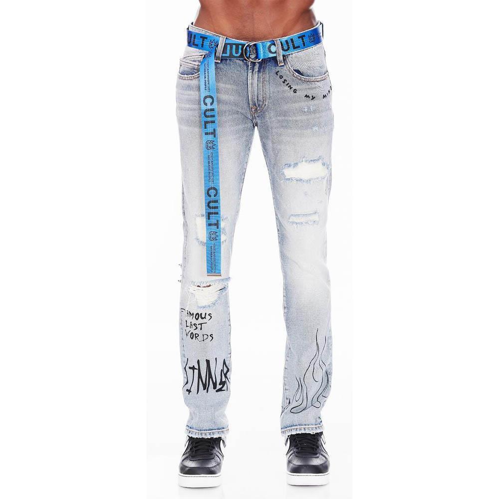 Cult of Individuality Men Belted Rocker Slim Jeans