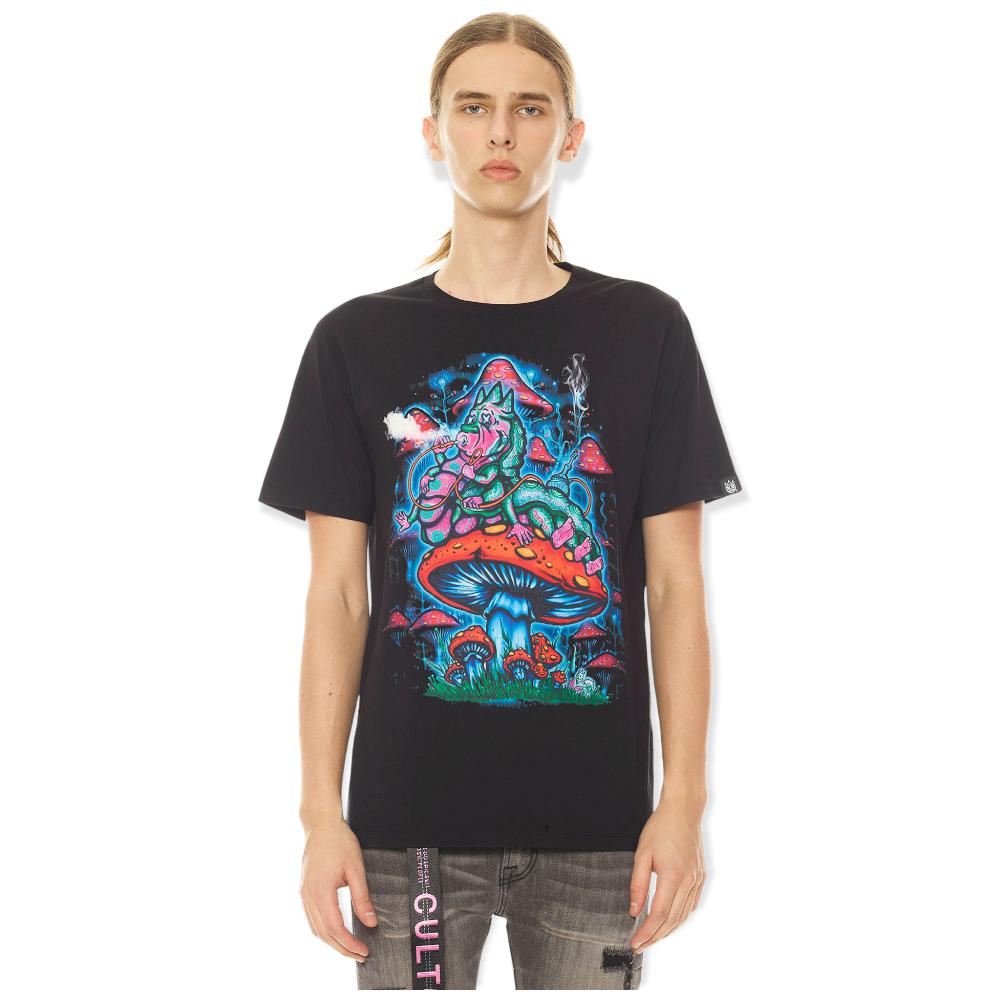 Cult of Individuality Men Short Sleeve Crew Neck Tee Mushrooms (Black)-Black-XXX-Large-Nexus Clothing