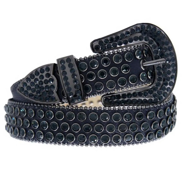 DNA Belt Premium Leather Midnight Navy with Navy Crystals-Midnight Navy-Small-Nexus Clothing