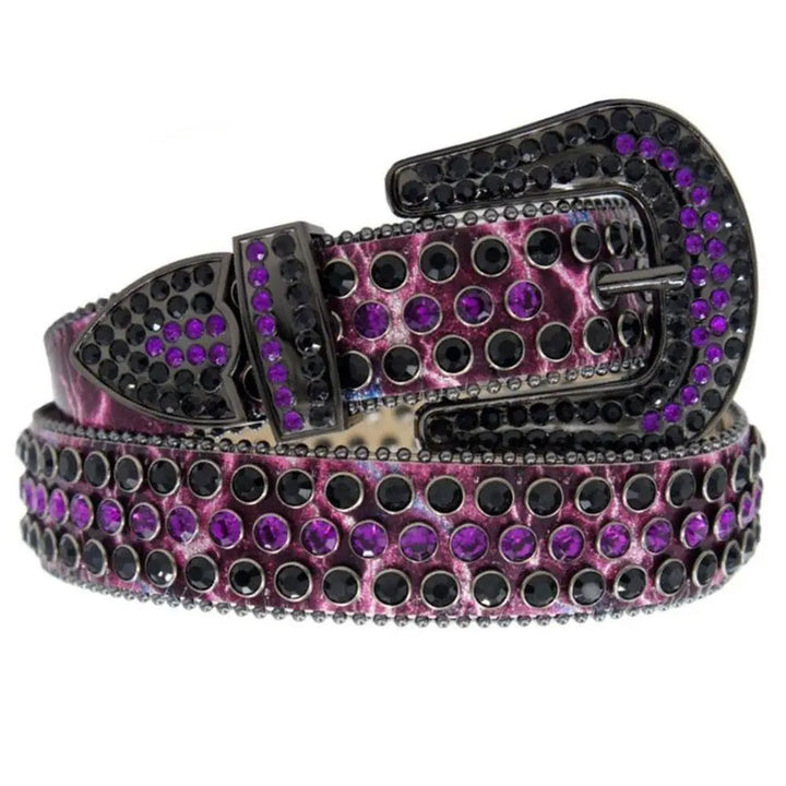 DNA Premium Crystal Studded Leather Belt DNA Premium Wear Premium White Leather with Teal Stones main image 4