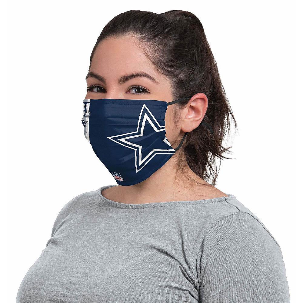 Dallas Cowboys Men Ezekiel Elliott On-Field Sideline Logo Adjustable Face Mask-Navy-OneSize-Nexus Clothing