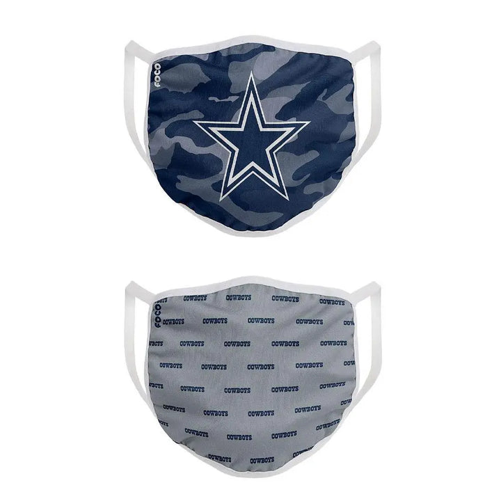 Dallas Cowboys MenClutch Face Covering Set of 2-Navy-OneSize-Nexus Clothing