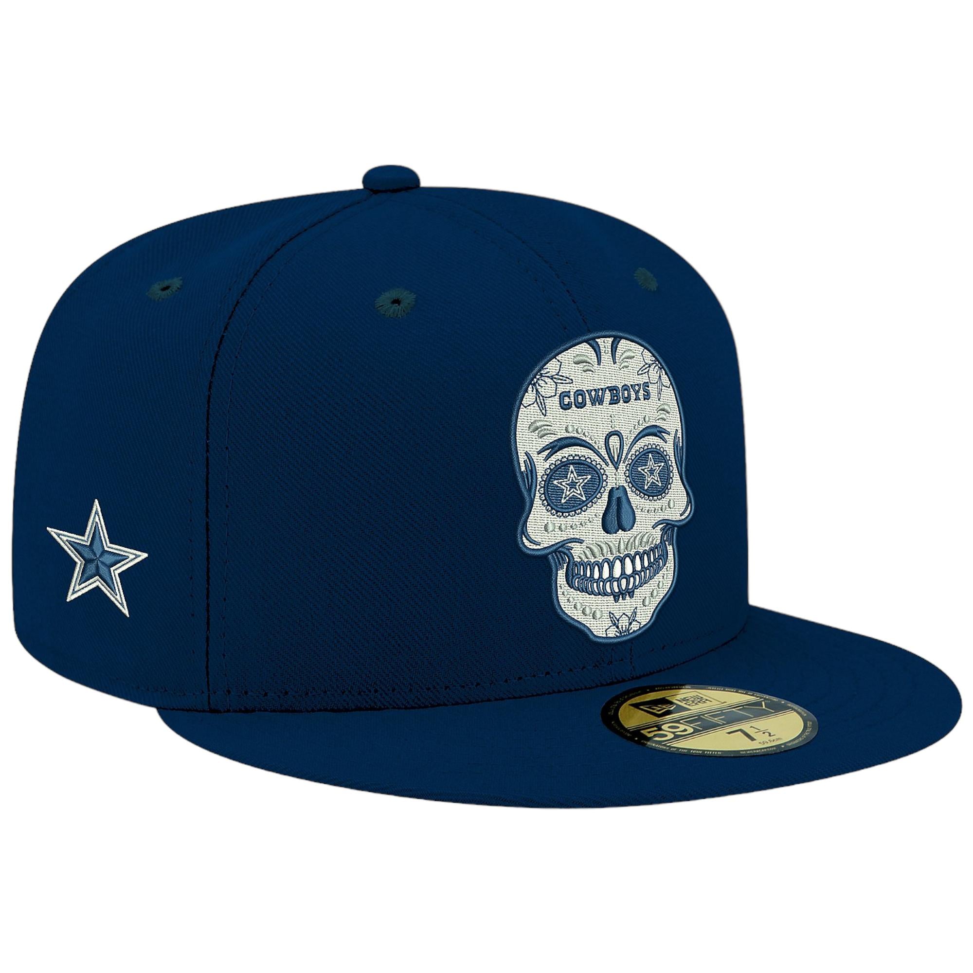 Dallas Cowboys New Era Mens Skully 59Fifty Fitted Hat (Navy)-Nexus Clothing
