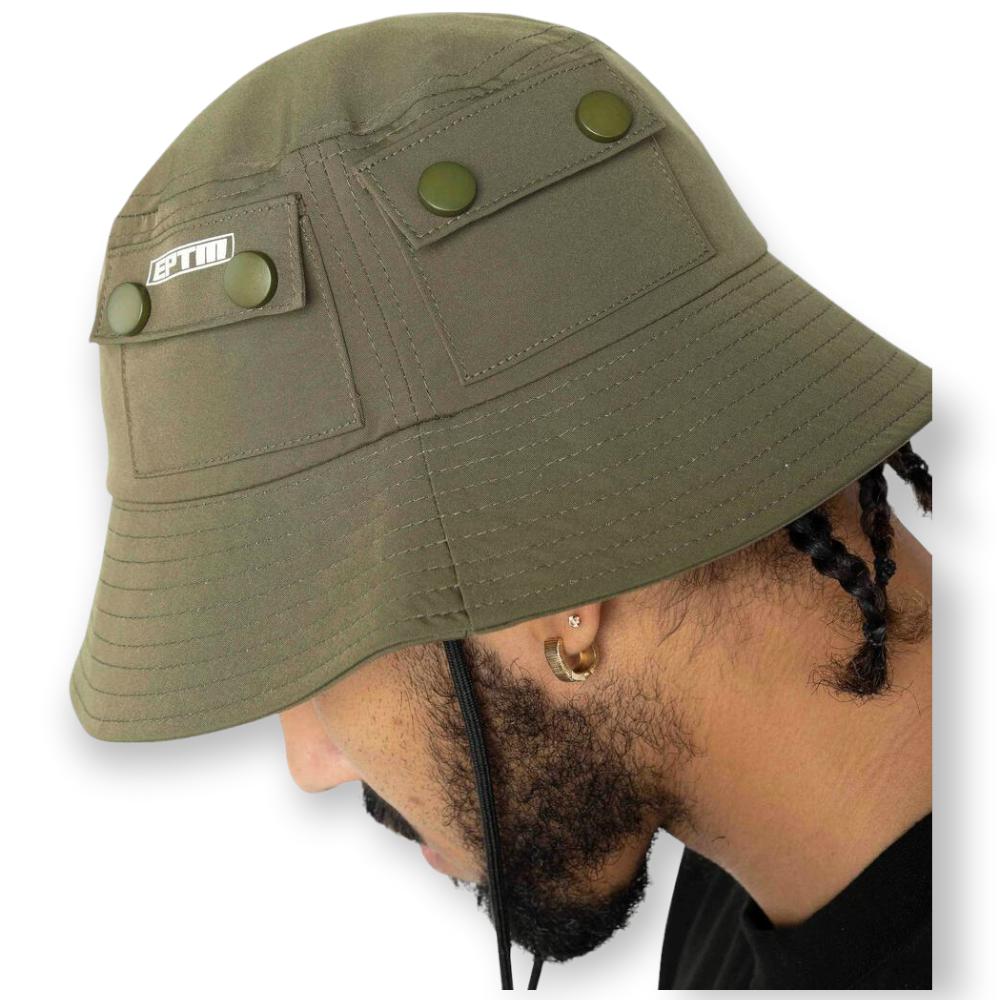 EPTM Men Snap Button Bucket hat (Olive)-Olive-OneSize-Nexus Clothing