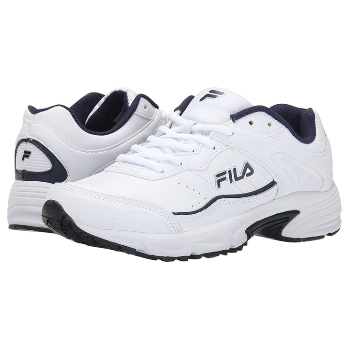 Fila Men Memory Sportland Running Shoe (White-Navy-Metallic Silver)-Nexus Clothing