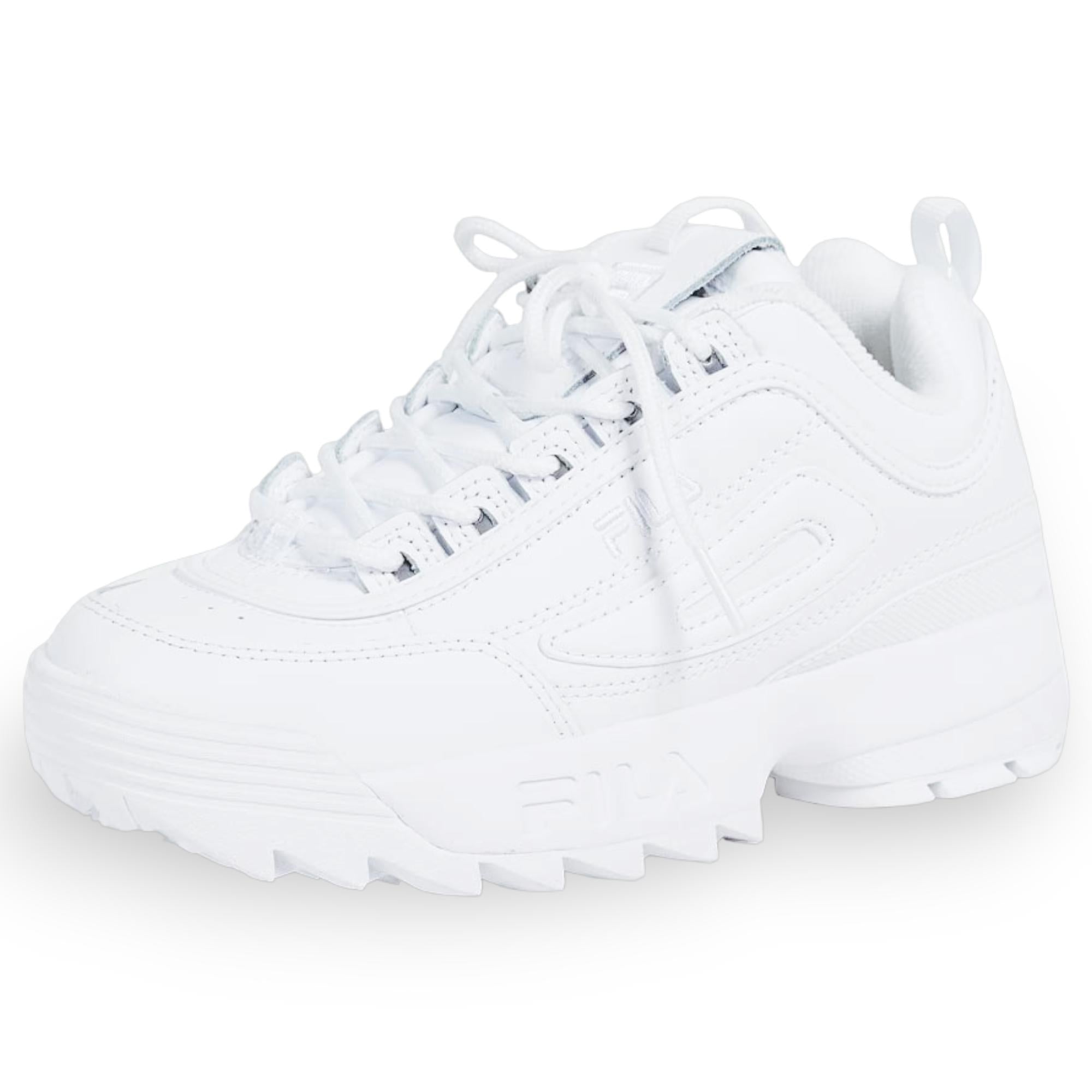 Fila Women's Disruptor 2 II Sneaker All White Comfortable Walking Shoe
