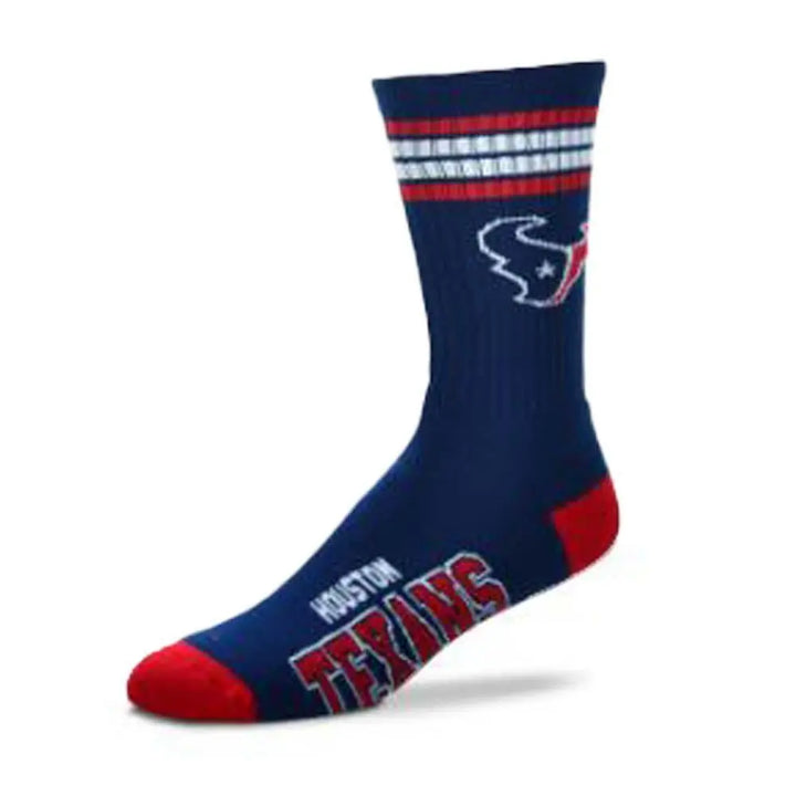 For Bare Feet Houston Texans Stripe Deuce Socks 504-Navy-Large-Nexus Clothing