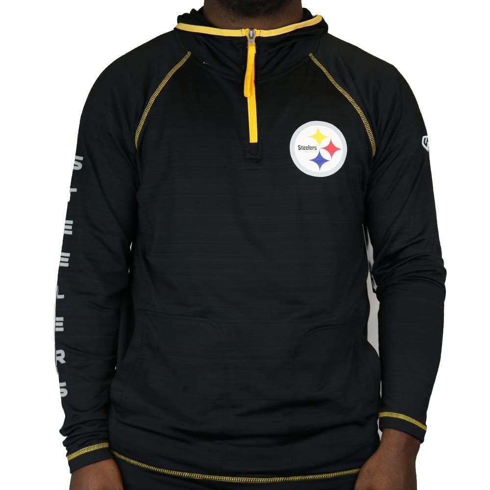 GIII Men Half-ZIP Pittsburgh Steelers Lightweight Athletic Hoodie-Black-Small-Nexus Clothing
